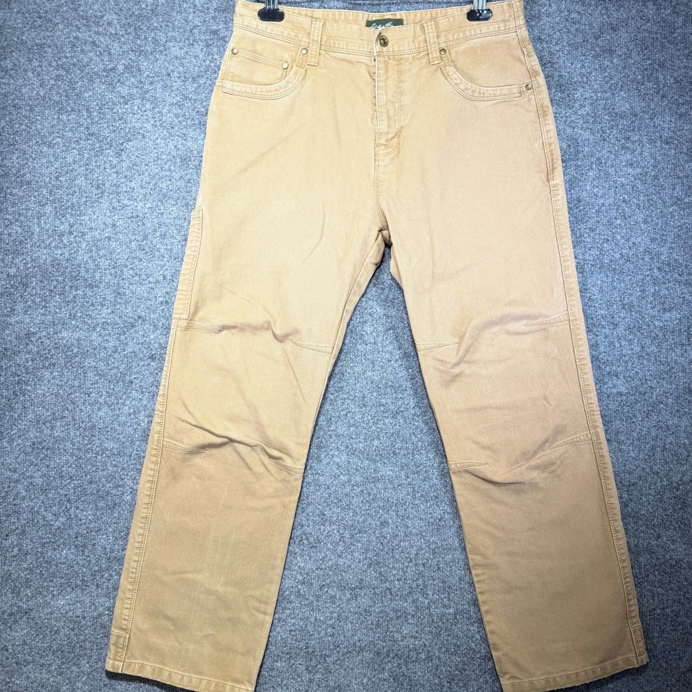Eddie Bauer Double Knee Utility Pants Mens 34x30 Tan Cotton Canvas Workwear